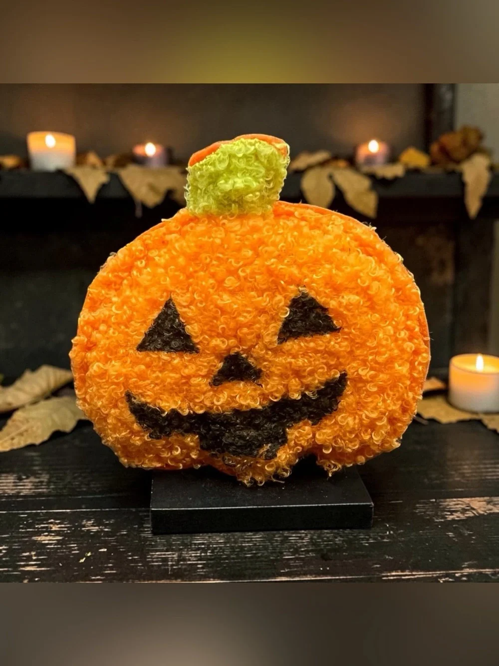 🎃 Halloween Orange Pumpkin Shaped Plush Icon Tabletop Decor Jack-O-Lantern